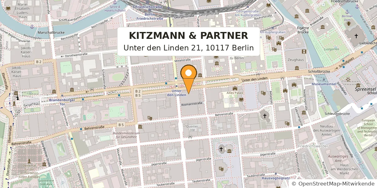 Lageplan KITZMANN & PARTNER Rechtsanwälte, Unter den Linden 21, Berlin